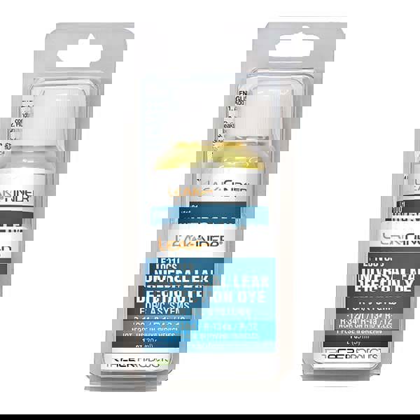 Automotive Leak Detection Dyes; Applications: Refrigeration; Refrigeration ; Container Size: 1 oz; 1oz ; Container Type: Bottle ; UNSPSC Code: 25191700